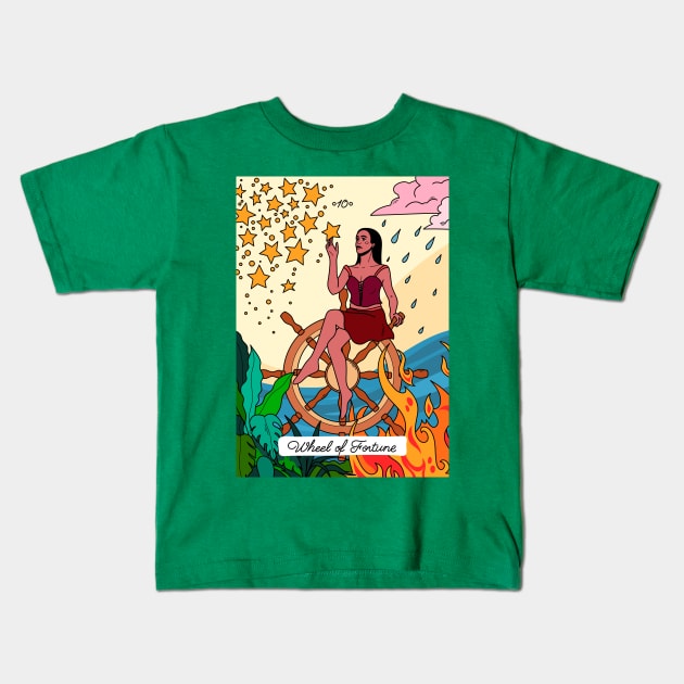 Tarot - Wheel of fortune Kids T-Shirt by magyarmelcsi